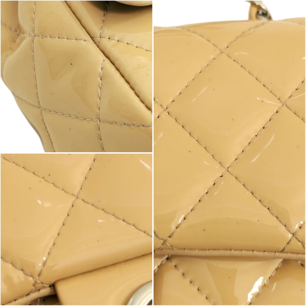 Chanel Classic Mini Rectangular Flap Bag Peach Beige Patent Leather - Picture 12 of 17